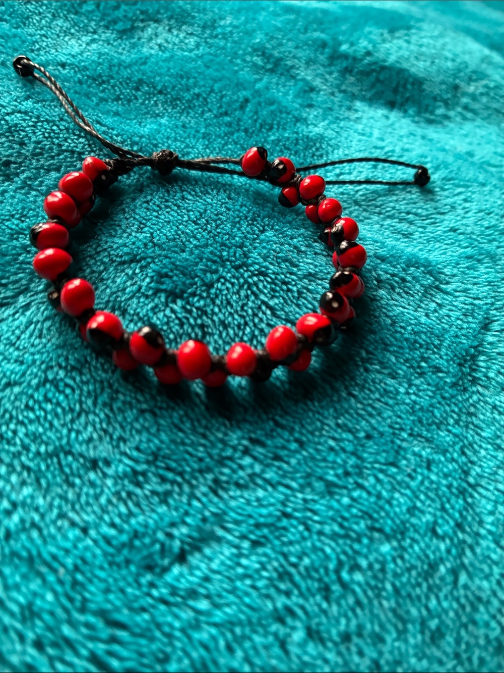 Handmade Red Beaded Adjustable Bracelet